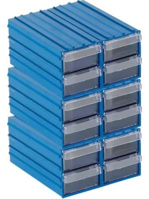 12 Bölmeli Şeffaf Plastik Çekmeceli Saklama Kutusu, Düzen ve Organize Edici