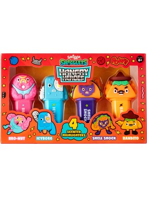 Smiggle - Smigglets Hangry Heroes Fosforlu Kalem Paketi X4