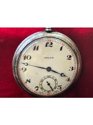 1950'S Arlon Isviçre 900 Ayar Gümüş Kasalı Cep Saati - 5 cm Çapında - Sorunsuz Çalışır Durumda