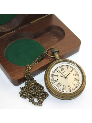 Ahşap Kutulu Pirinç Köstekli Saat Model 5