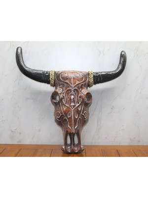 Ahşap Duvara Asmalı Bufalo Kafası