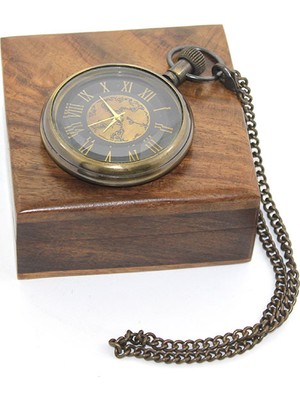 Ahşap Kutulu Pirinç Köstekli Saat Model 8