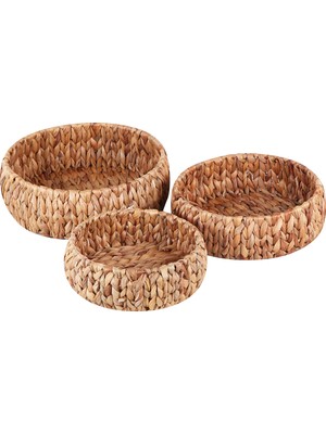 Casa Linda Hasır Yuvarlak 3parça Organizer ve Ekmek Sepet