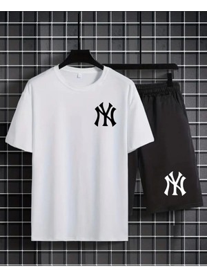 Ny Baskılı Unisex Yazlık Ikili Spor Takım - Tişört ve Şort