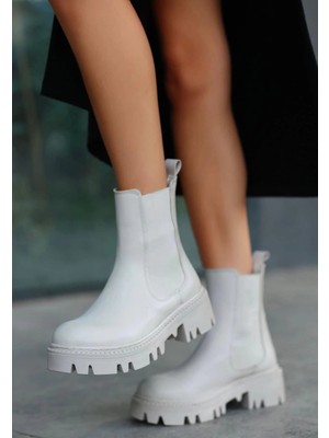 Ninle Bej Cilt Topuklu Bot