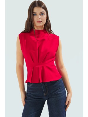 Fitted Bisiklet Yaka Bluz Nefes Alan Polyester Kumaştan Iş Giysisi Rahat ve Şık Modern Stil