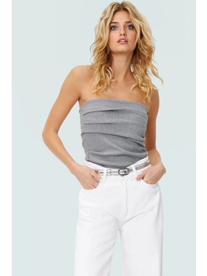 Rahat Yazlık Polyester Bluz Straplez Triko Örme Uzun Ömürlü Modern Stil Konforlu Kesim