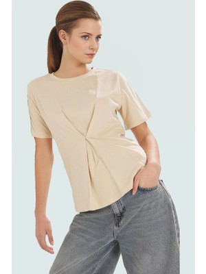 Regular Kalıp Örme Bluz Bisiklet Yaka Kısa Kol 100 Pamuk Yazlık Rahat Kullanım