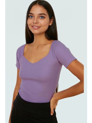 Kısa Kollu Fitted Örme Bluz Esnek Nefes Alan Pamuk Dayanıklı Malzeme Seçkin