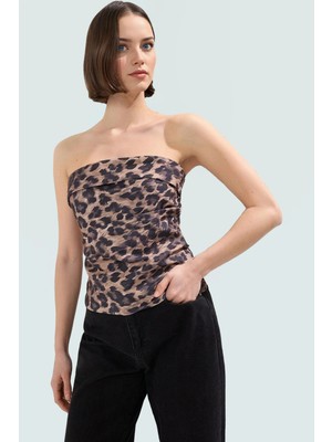 Basic Straplez Bluz %88 Polyester %12 Elastan Renk Yazlık Günlük Kullanım Için