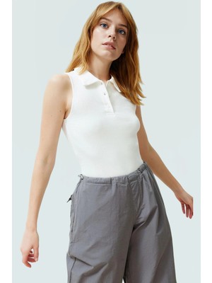 Rahat Yazlık Örme Bluz Polo Yaka Fitted Kalıp Pamuklu Kumaş Dayanıklı Malzeme Uzun Ömürlü