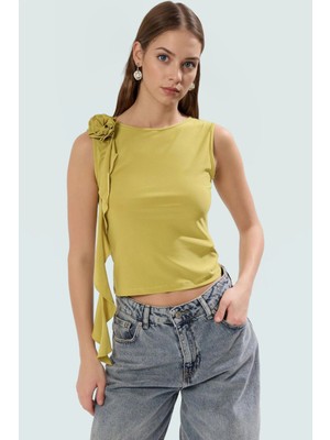 Şık Kolsuz Bluz Örme Kumaş Bisiklet Yaka Aksesuarlı Günlük Kullanım Için Dayanıklı Malzeme