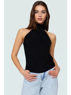Rahat ve Şık Örme Bluz Halter Yaka Polyester Regular Kalıp Mükemmel Uyum Uzun Ömürlü