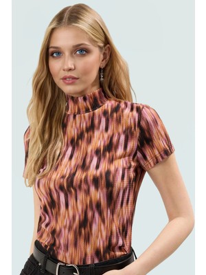 Polyester Bürümcük Dokuma Çok Bluz Dik Yaka Fitted Kalıp Kısa Kol Özenle Seçilmiş