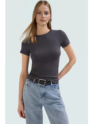 Rahat Günlük Stil Fitted Bluz Vücut Oturan Pamuklu Viskoz Ribana Modern Premium Kalite