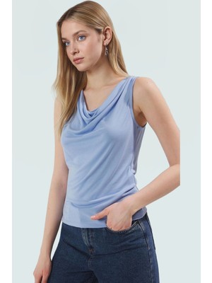 Rahat Modal Bluz Kolsuz Fitted Degaje Yaka Günlük Kullanım Yüksek Kalite