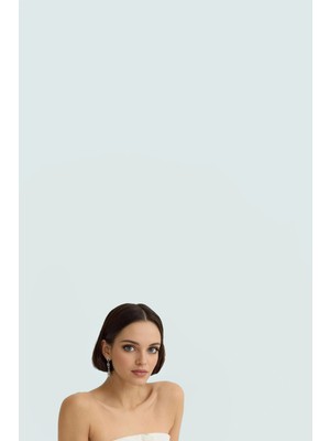 100 Pamuk Gabardin Bluz Kolsuz Straplez Fitted Kemerli Şık Profesyonel Görünüm Rahat Kullanım