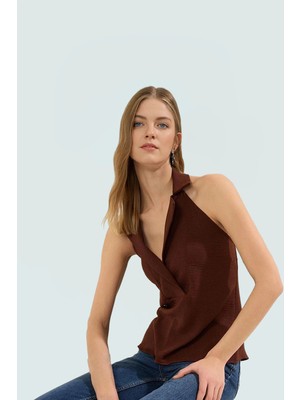 Kolsuz Bluz Aerobin Dokuma Regular Kalıp Yazlık Casual Tarz Premium Kalite