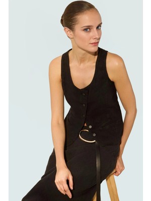 Keten Fitted Bluz Degaje Yaka Crop Boy Yazlık Profesyonel Görünüm Premium Kalite