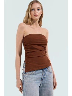 Nefes Alan Pamuklu Straplez Bluz Fitted Kalıp Renk Yazlık Uzun Ömürlü Trend Tasarım