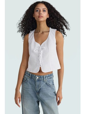 Fitted Kalıp Bluz Terrycotton Kumaş Kalp Yaka Askılı Yazlık Premium Kalite Şık Görünüm