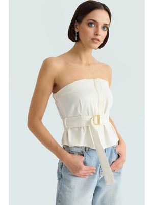 Yazlık Kolsuz Bluz Renk Gabardin Kumaş Straplez Fitted Basic Günlük Kullanım Için