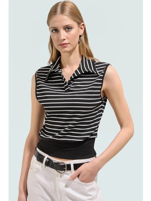 Rahat Kalıp Çizgili Yazlık Bluz %63 Polyester %34 Viskoz Özel Tasarım Uzun Ömürlü