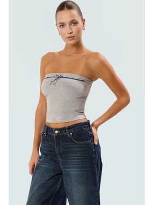 Straplez Örme Bluz Fitted Kalıp Pamuklu Kumaş Rahat Günlük Stil Şık Görünüm Uzun Ömürlü