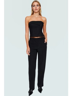 Yazlık Crop Bluz Polyester Dokuma Kare Yaka Ince Askılı Bodycone Yüksek Kalite