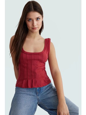 Yazlık Crop Bluz Renk 100 Pamuk Kaşkorse Örme Havuz Yaka Rahat Günlük Dayanıklı Malzeme