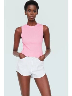 Triko Bluz Bisiklet Yaka Kolsuz Rahat Günlük Yazlık Modern Stil Seçkin Malzeme