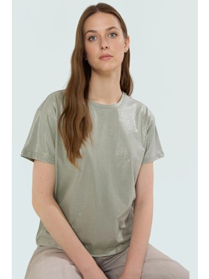 Pamuklu Örme Bluz Regular Kalıp Varak Baskı Rahat Günlük Stil Özenle Seçilmiş Şık Görünüm