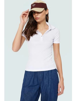 Rahat Yazlık Örme Bluz Polo Yaka Kısa Kol Fermuar Detaylı Yüksek Kalite Özenle Seçilmiş