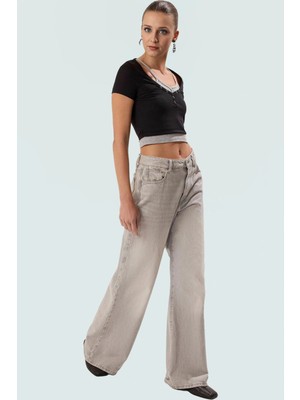 Çıtçıtlı Kısa Bluz Polyester Kaşkorse Örme Günlük Stil Rahat Kullanım Şık Görünüm