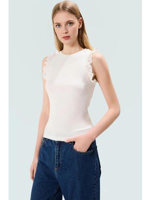 Kolsuz Örme Bluz Fitted Bisiklet Yaka Rahat Günlük Stil Zarifane Tasarım Uzun Ömürlü