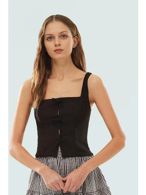 Fitted Kalıp Kolsuz Bluz Finike Dokuma Kare Yaka Yazlık Uzun Ömürlü Seçkin Malzeme