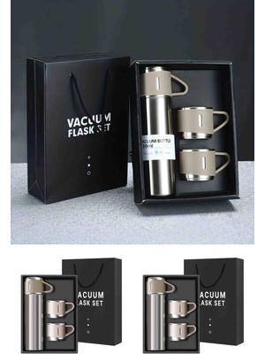 Wolawood Termos Kupa Seti 3’lü Çelik 500 ml Sızdırmaz Termos 2 Adet Paslanmaz Çelik Kupa   Kamp Piknik Ofis Seyahat Için Sıcak Soğuk Içecek Termosu  Trend Ürün