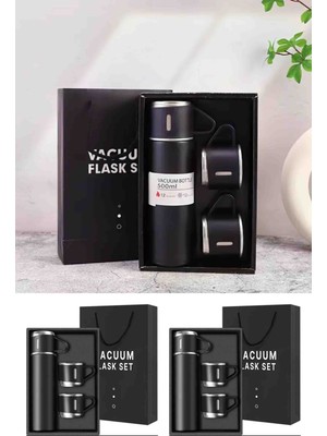 Wolawood Termos Kupa Seti 3’lü Çelik 500 ml Sızdırmaz Termos 2 Adet Paslanmaz Çelik Kupa   Kamp Piknik Ofis Seyahat Için Sıcak Soğuk Içecek Termosu  Trend Ürün