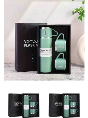 Wolawood Termos Kupa Seti 3’lü Çelik 500 ml Sızdırmaz Termos 2 Adet Paslanmaz Çelik Kupa   Kamp Piknik Ofis Seyahat Için Sıcak Soğuk Içecek Termosu  Trend Ürün