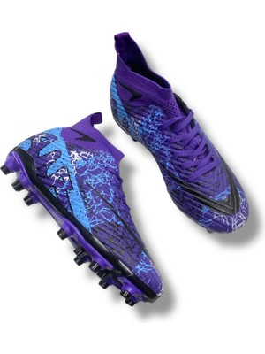 Laliga Çoraplı Krampon Mor Siyah Desenli