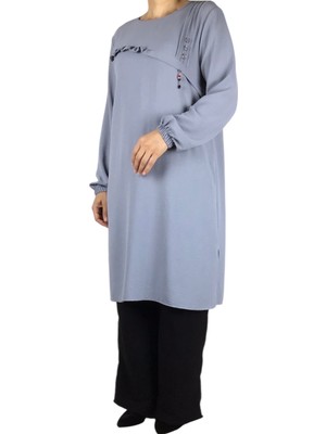 Kadın Önü Düğme ve Dikiş Detaylı Spor Tunik