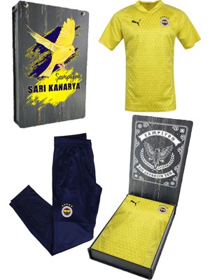 Fenerbahçe Orijinal A Takım Futbolcu T-Shirt  + Eşofman Altı Set Ahşap Kutulu