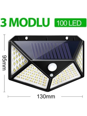 Güneş Enerjili Hareket Sensörlü Suya Dayanıklı 100 LED Bahçe Aydınlatması