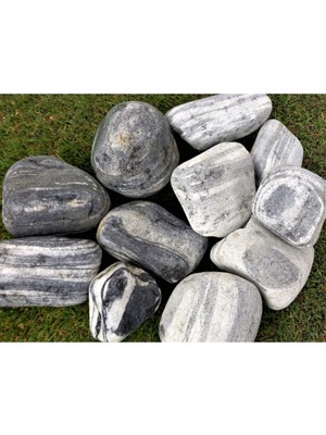 Çizgili Siyah-Beyaz Dolomit Taş, Bahçe Dekoru, Dere ve Çakıl Taşı 5 kg