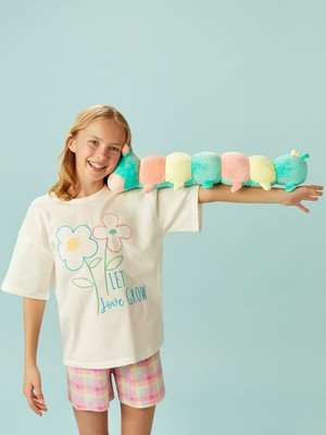 Lc Waikiki Yeni Sezon Bisiklet Yaka Cicekli Kiz Cocuk Sortlu Pijama Takimi - S5FK79Z4