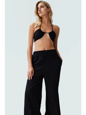 Yazlık Keten Karışımlı Bluz Pantolon Takım Plaj Şıklığı Seçkin Malzeme Günlük Kullanım Için