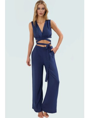 Yazlık Inek Desenli Viskoz Bluz Pantolon Takım Rahat Plaj Şıklığı Mükemmel Uyum Kaliteli Işçilik