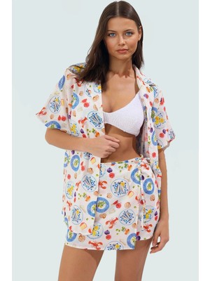 Şık Plaj Takımı Uzun Kollu Gömlek Etek Pamuklu Yazlık Kaliteli Işçilik Görünüm Dayanıklı Malzeme