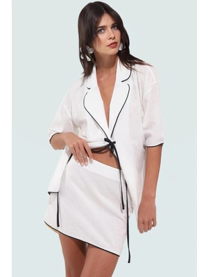 Yazlık Pamuklu Kısa Kimono Etek Takım Rahat Plaj Stili Uzun Ömürlü Kullanım