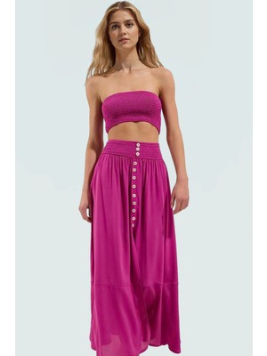 Yazlık Şık Kadın Uzun Bluz Etek Takım Viskoz Kumaş Rahat Plaj Kombin Modern Stil Yüksek Kalite